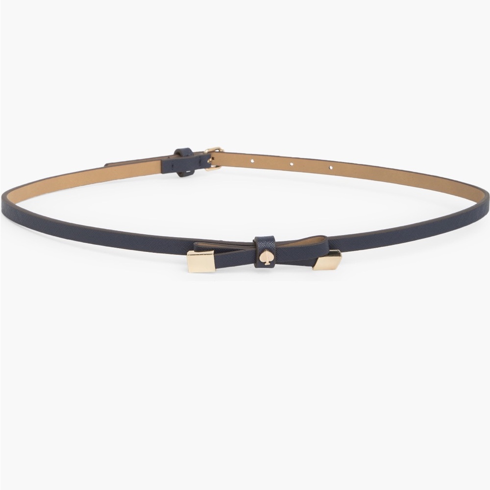 Kate Spade Women's 8Mm Shoestring Bow Belt - NWT - dark navy blue - Sz M